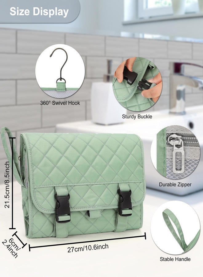 Relavel Travel Hanging Toiletry Bag for Men Women Travel Kit Shaving Bag Waterproof Large Makeup Bag Wash Bag Makeup Organizer Cosmetic Case for Bathroom Shower Green Pro - Image 3